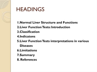 LIVER FUNCTION TESTS and hepaptitis features | PPTX