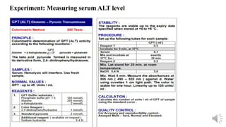 Experiment: Measuring serum ALT level
 