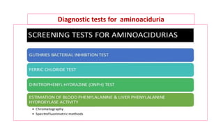 Diagnostic tests for aminoaciduria
 
