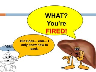 Good job… But partners all over the body are now having a shortage. You better unpack those glucose! But Boss… erm… I only know how to pack.WHAT? You’re FIRED!insulin