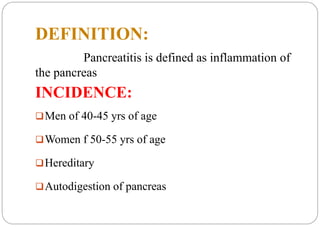 CLINICAL MANIFESTATIONS: 
 Severe abdominal pain and back pain 
 Low grade fever 
 Leukocytosis 
 Hypotension, tacchyc...