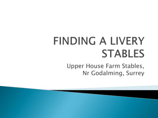 FINDING A LIVERY STABLES Upper House Farm Stables, Nr Godalming, Surrey 