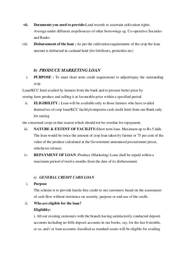 Sanction Of Agriculture Loan