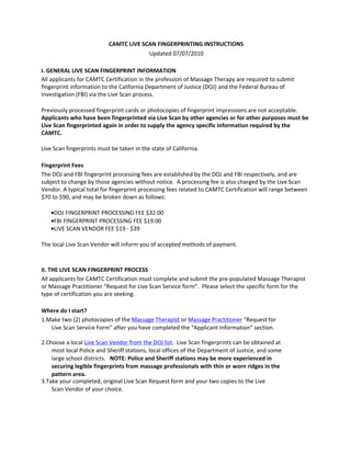 CAMTC Live Scan Finger Printing Instructions PDF CAMTC Live Scan Finger Printing Instructions PDF
