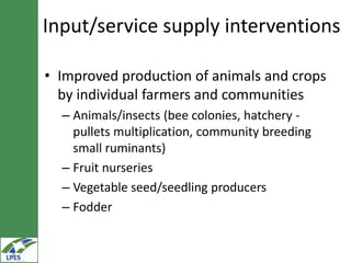 Commodity development interventions in LIVES