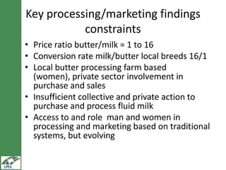 LIVES dairy value chain development: Distinguishing between fluid milk and butter channels  