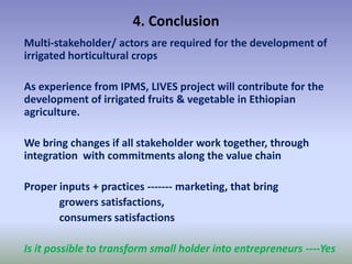 Potential-interventions in smallholder irrigated horticultural crops production value chain development in Ethiopia