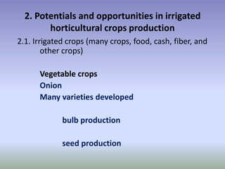 Potential-interventions in smallholder irrigated horticultural crops production value chain development in Ethiopia