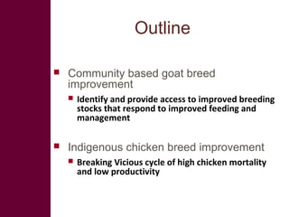 ILRI Ethiopia goat and chicken projects: Potential synergies with LIVES