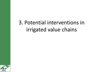 IWMI experiences on potential irrigated value chains development for the LIVES project