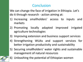 IWMI experiences on potential irrigated value chains development for the LIVES project