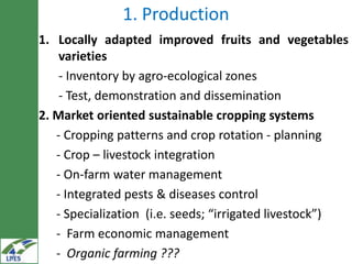  Irrigated agriculture value chains interventions in the LIVES project