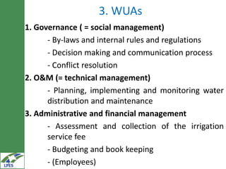  Irrigated agriculture value chains interventions in the LIVES project