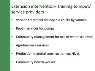 Extension (capacity development, knowledge management and linkages) research in LIVES  