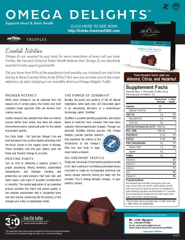 Livesmart 360 Chocolates Omega3 in Dark Chocolate