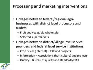 Potential irrigated crop value chain interventions for the LIVES project