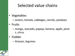 Potential irrigated crop value chain interventions for the LIVES project