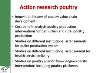Potential livestock research areas in the LIVES project