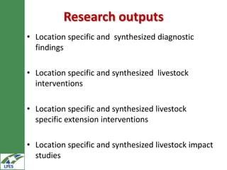 Potential livestock research areas in the LIVES project