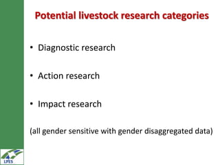 Potential livestock research areas in the LIVES project