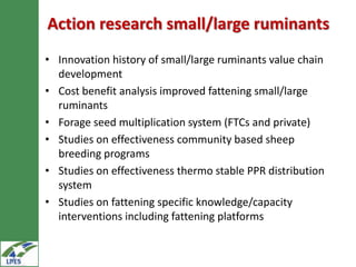 Potential livestock research areas in the LIVES project