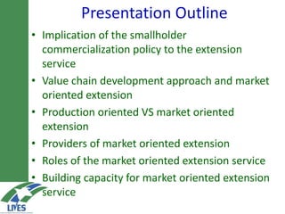Market-oriented extension service for agricultural transformation in Ethiopia