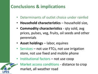 Marketing patterns of rainfed and irrigated systems: Are there differences?