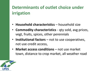 Marketing patterns of rainfed and irrigated systems: Are there differences?