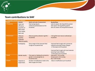 Team contributions to SIAF
 