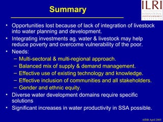 Investment options for integrating water-livestock-crop production in sub-Saharan Africa