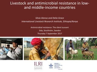 Livestock and antimicrobial resistance in low-
and middle-income countries
Silvia Alonso and Delia Grace
International Livestock Research Institute, Ethiopia/Kenya
Antimicrobial resistance: The silent tsunami
Sida, Stockholm, Sweden
Thursday 7 September 2017
 