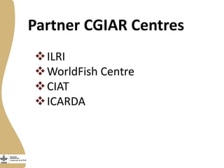 Livestock and Fish - Presentation for Discussion with Donors and Partners - June 2013
