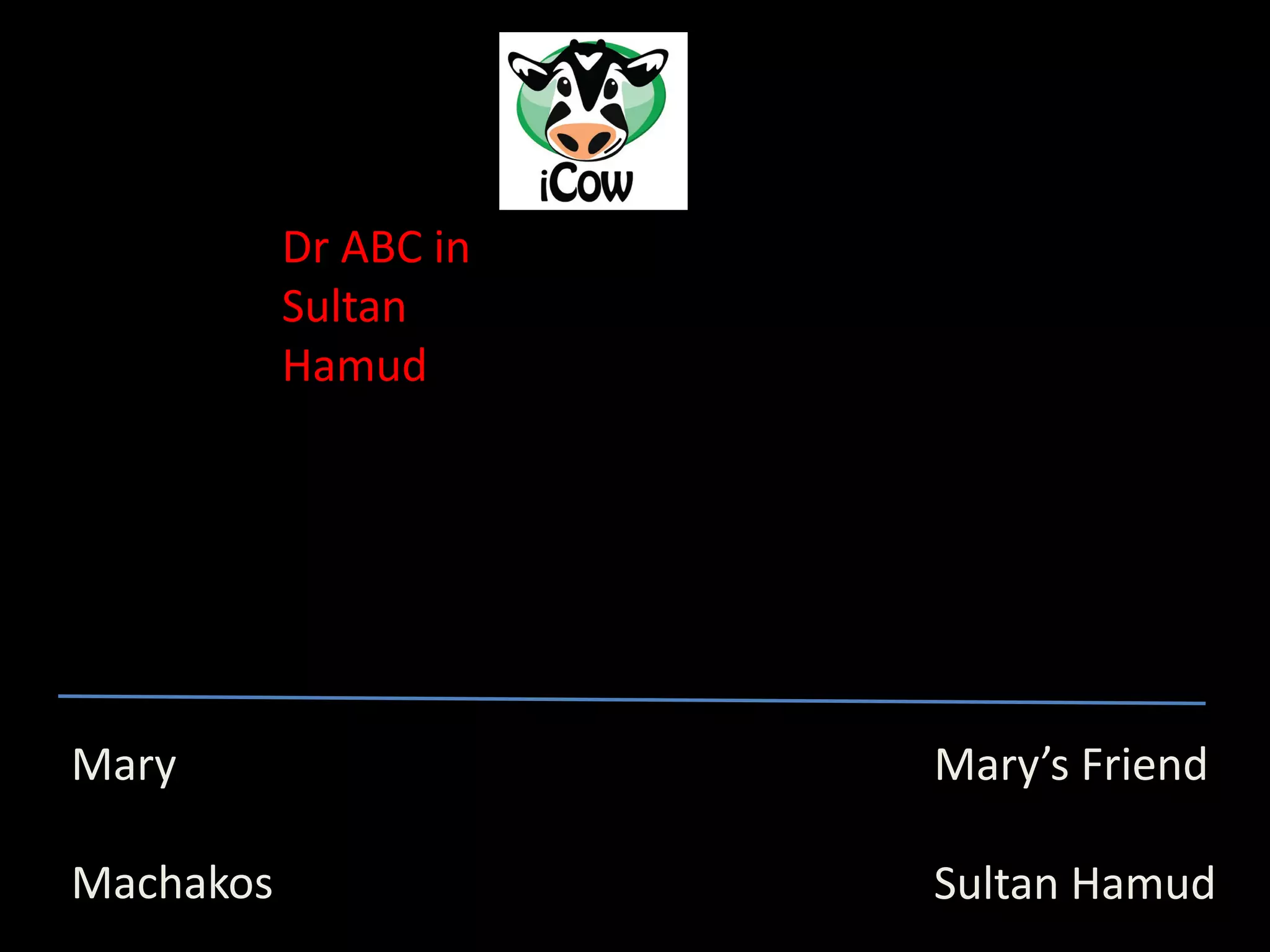 Dr ABC in
           Sultan
           Hamud




Mary                   Mary’s Friend

Machakos               Sultan Hamud
 
