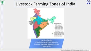 ©Hari Om Pandey, ICAR-IVRI, Izatnagar, Bareilly-243122, UP©Hari Om Pandey, ICAR-IVRI, Izatnagar, Bareilly-243122, UP
Hari Om Pandey
ICAR-Indian Veterinary Research
Institute, Izatnagar, Bareilly-243122
(UP), INDIA
Livestock Farming Zones of India
 