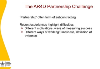 Mobilizing AR4D partnerships to improve access to critical animal-source foods