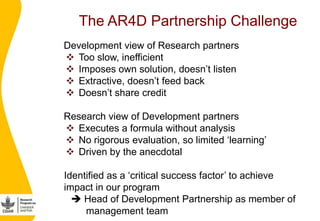 Mobilizing AR4D partnerships to improve access to critical animal-source foods