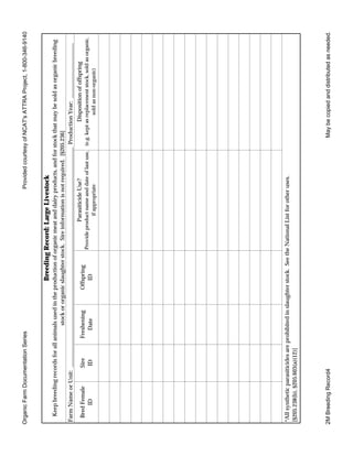 Farm Documentation Organic Livestock Documentation Forms | PDF