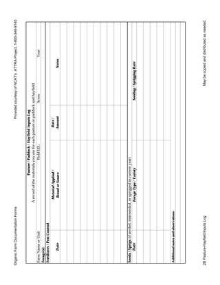 Organic Livestock Documentation Forms | PDF