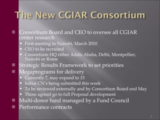 Livestock in the new CGIAR Consortium