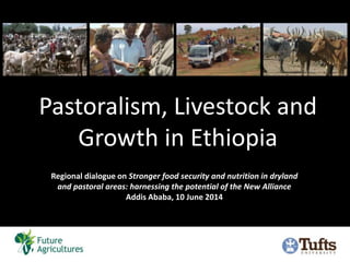 Pastoralism, Livestock and
Growth in Ethiopia
Regional dialogue on Stronger food security and nutrition in dryland
and pastoral areas: harnessing the potential of the New Alliance
Addis Ababa, 10 June 2014
 