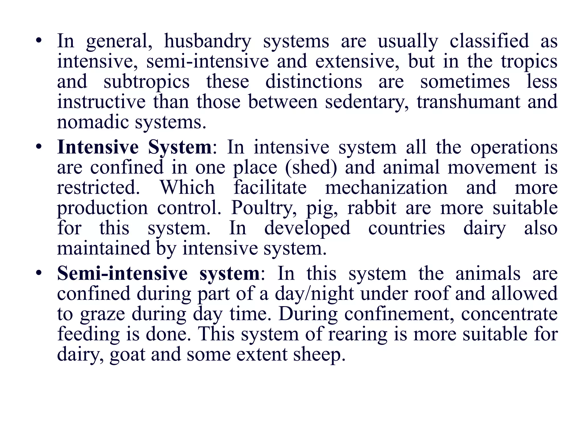 Livestock production systems and animal land holding pattern PPT