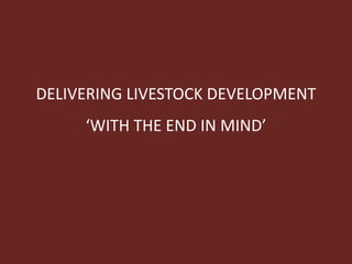 Livestock roles in addressing the Sustainable Development Goals