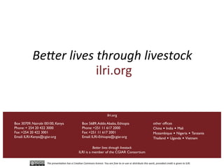 Current and future animal vaccine research activities at ILRI