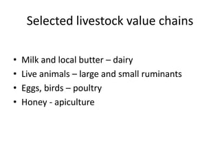 Potential livestock value chain interventions for the LIVES project