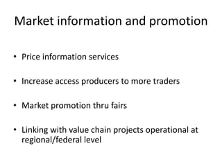 Potential livestock value chain interventions for the LIVES project