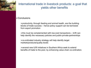 Livestock market opportunities for the poor