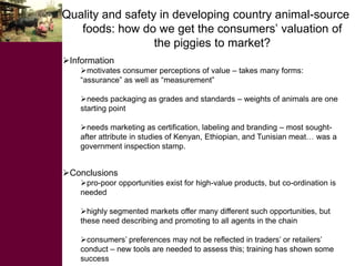 Livestock market opportunities for the poor