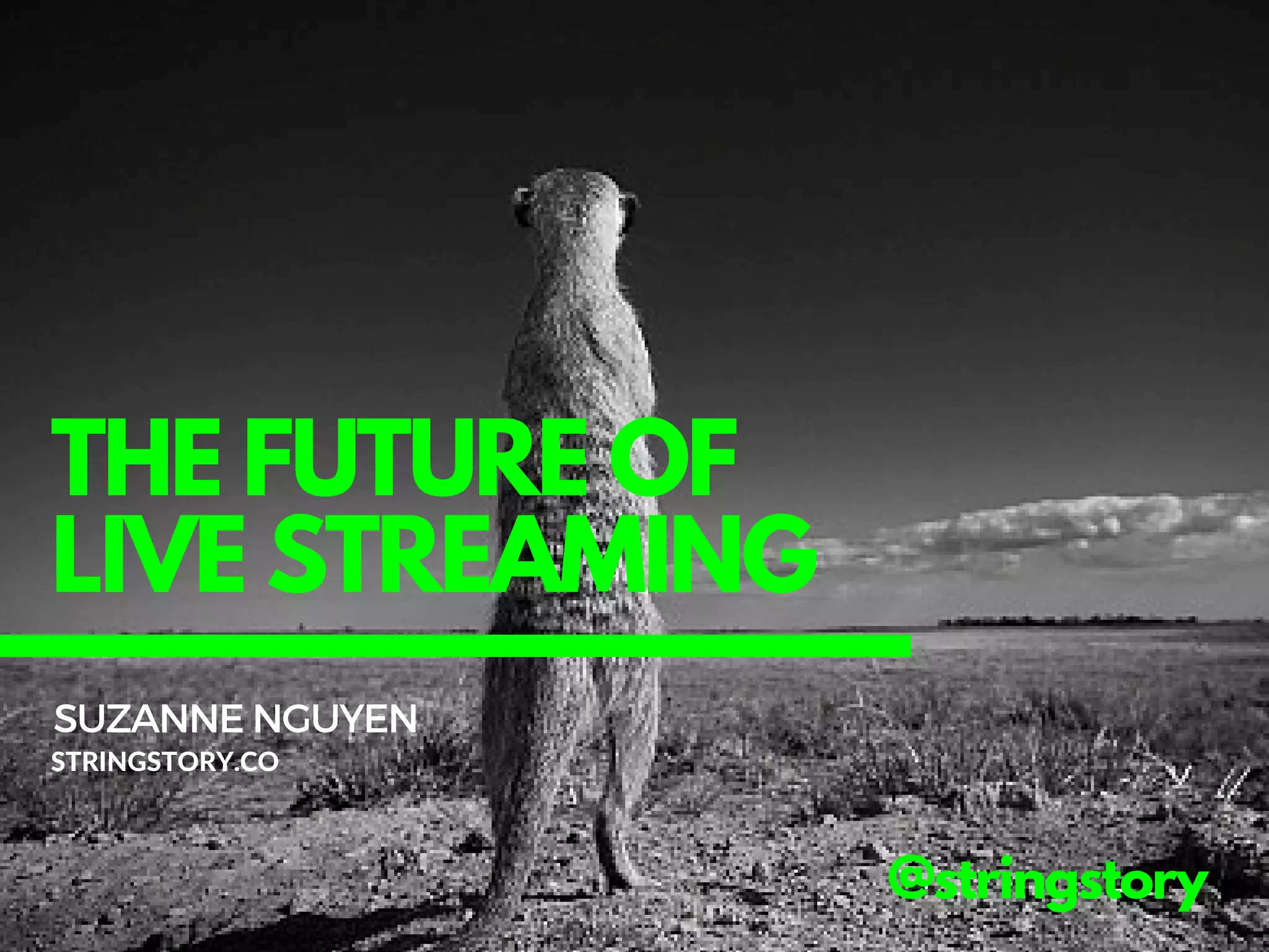 THE FUTURE OF
LIVE STREAMING
@stringstory
SUZANNENGUYEN
STRINGSTORY.CO