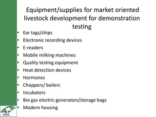 Potential livestock value chain interventions for the LIVES project