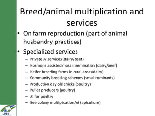 Potential livestock value chain interventions for the LIVES project
